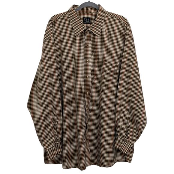 Jos. A. Bank Plaid Button Down Shirt Size 2XL Tan and Green Check Button-Up - Picture 1 of 5